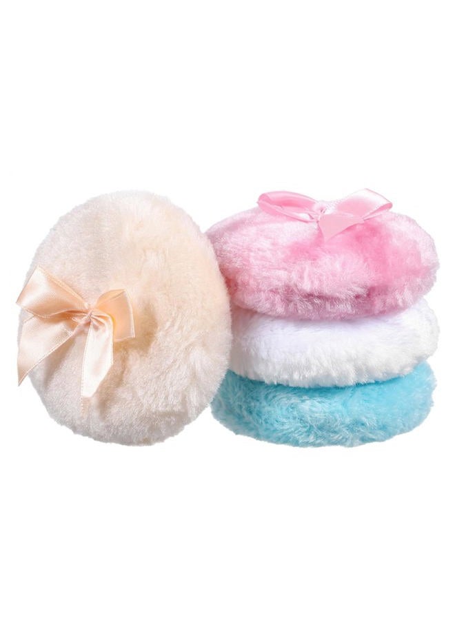 Tweruna 4 PCS Large Fluffy Body Powder Puff, Soft Powder Puff for Body Face, Washable Reusable Makeup Puffs(White/Pink/Yellow/Blue) - Image 1