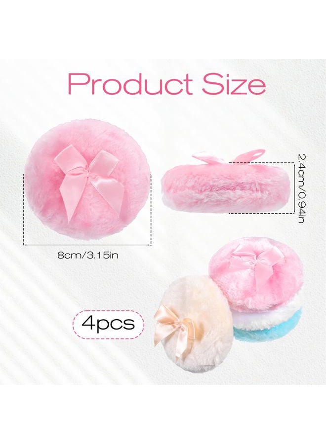Tweruna 4 PCS Large Fluffy Body Powder Puff, Soft Powder Puff for Body Face, Washable Reusable Makeup Puffs(White/Pink/Yellow/Blue) - Image 2