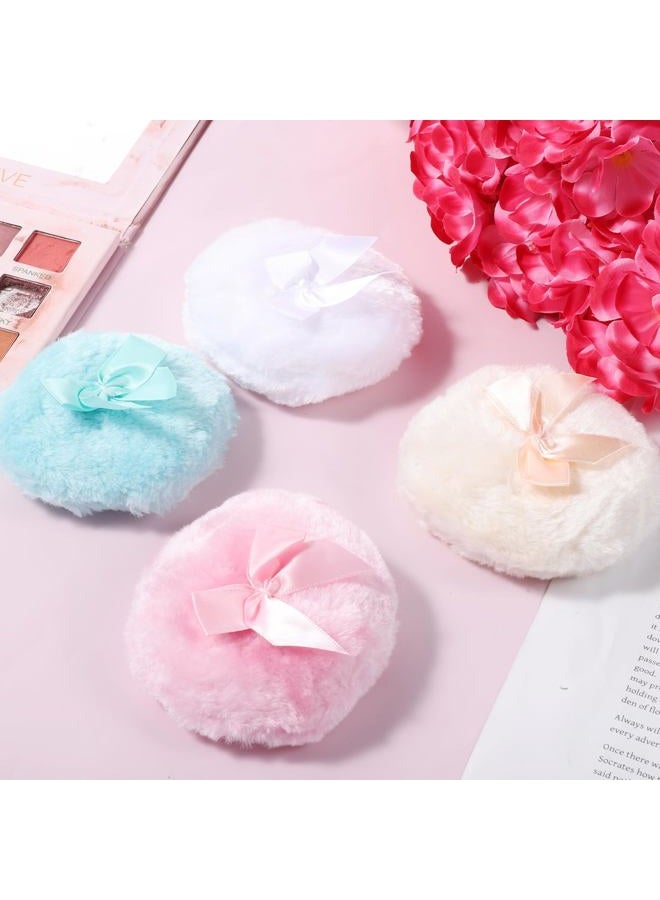 Tweruna 4 PCS Large Fluffy Body Powder Puff, Soft Powder Puff for Body Face, Washable Reusable Makeup Puffs(White/Pink/Yellow/Blue) - Image 4