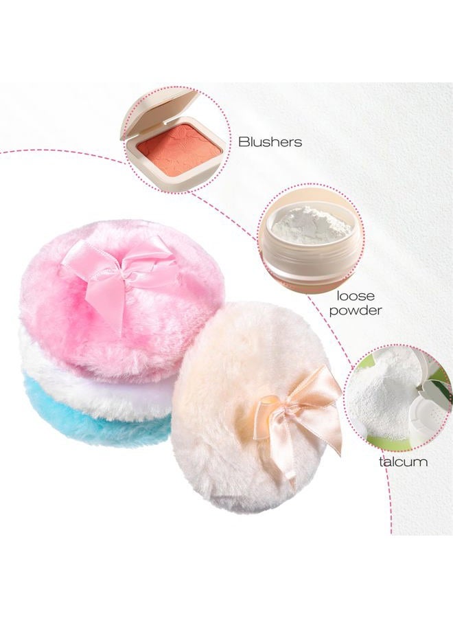 Tweruna 4 PCS Large Fluffy Body Powder Puff, Soft Powder Puff for Body Face, Washable Reusable Makeup Puffs(White/Pink/Yellow/Blue) - Image 5