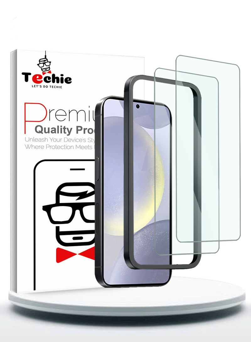 Techie 2 Pack Samsung Galaxy S24 Plus Screen Protector, 9H Tempered Gorilla Glass, Easy Install Alignment Frame, Ultra Clear, Bubble-Free, Case-Friendly - Image 1