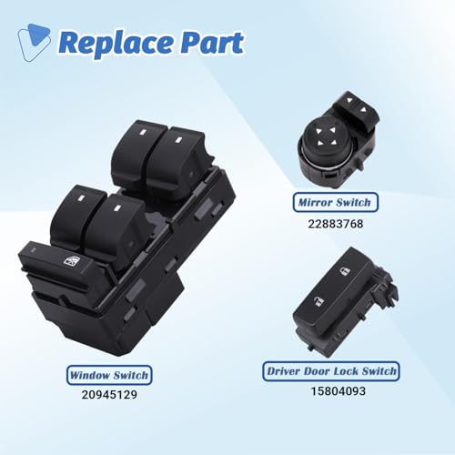 AiYiGu Power Window Control & Driver Door Lock Switch Compatible with 2007-2013 Chevrolet Silverado/GMC Sierra 1500, 2500HD, 3500HD - Image 2