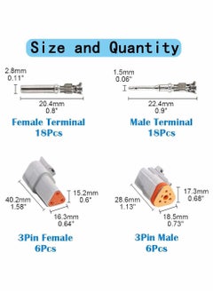 Y&D DT Connector 3 Pin Gray Waterproof Electrical Wire Plug 42PC Way Sealed Male and Female for Motorcycle Scooter Car Truck Boats  - Image 4