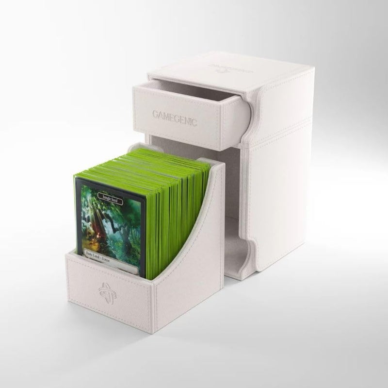 Gamegenic Watchtower 100+ XL Convertible Deck Box | Double-Sleeved Card Storage | Card Game Protector | Nexofyber Surface | Holds Up to 100 Cards | White Color | Made (GGS20121ML) - Image 1