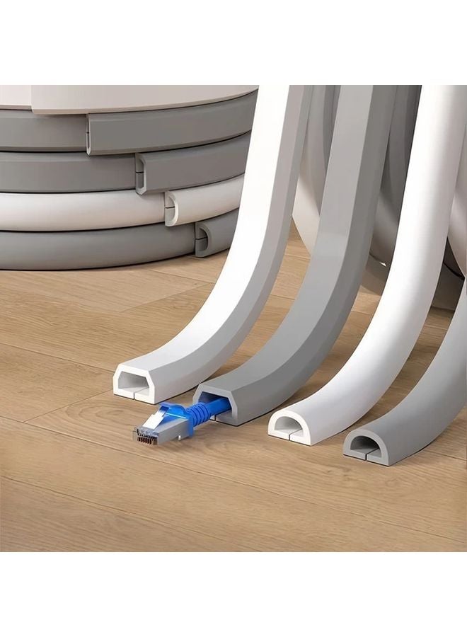 Trapezoid White Self Adhesive Cable Management System Heavy Duty Rubber Cord Protector - Image 2