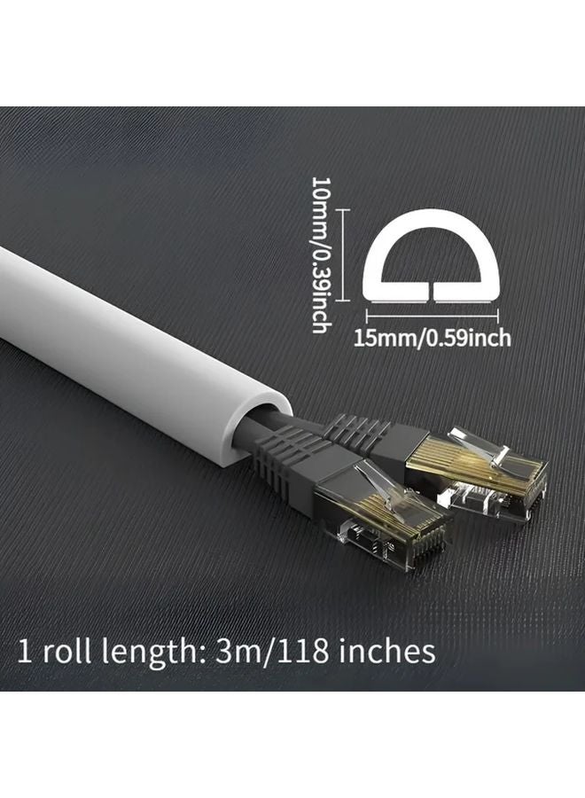 Trapezoid White Self Adhesive Cable Management System Heavy Duty Rubber Cord Protector - Image 4