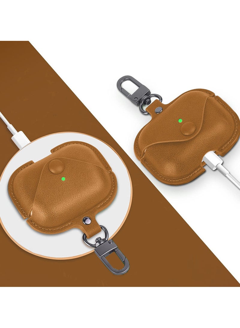 CATANES for Wireless Headphone 3rd Generation Leather Case Shockproof Cover with Keychain Compatible with 3rd Generation Headphone / Light Brown - Image 3