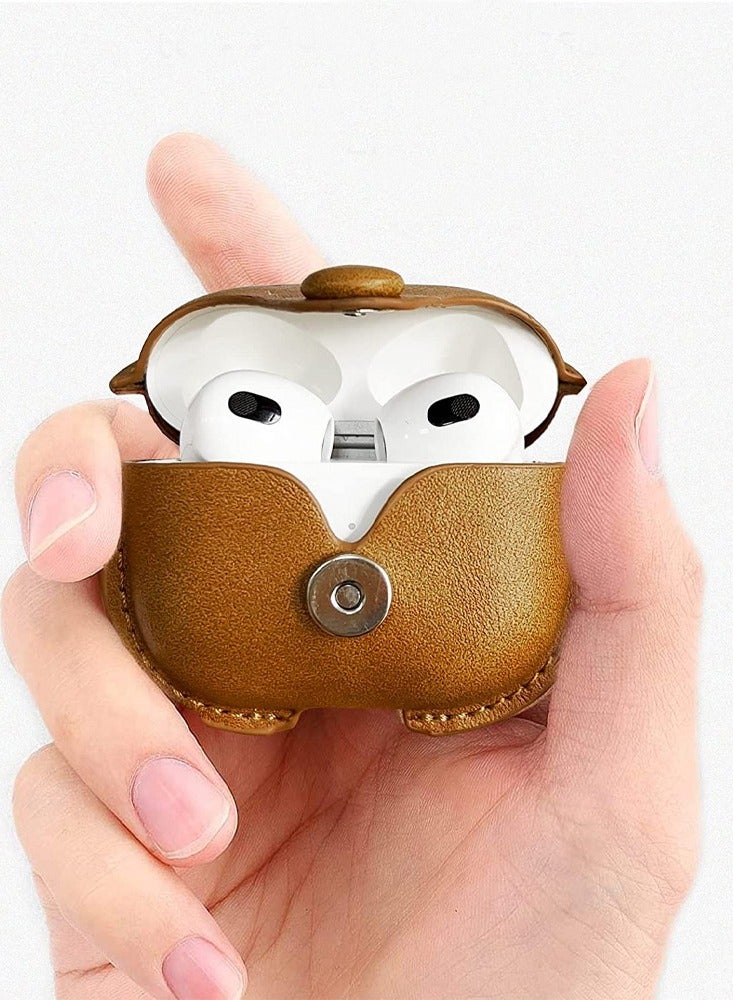 CATANES for Wireless Headphone 3rd Generation Leather Case Shockproof Cover with Keychain Compatible with 3rd Generation Headphone / Light Brown - Image 2