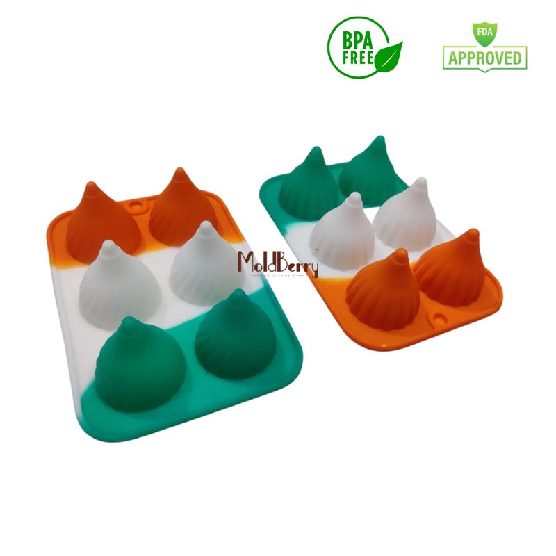 MoldBerry Silicone 6 Cavities Modak Shape Chocolates Mold Modak Filling Mould Cupcakes Decoration Cake Border Decorating for Ganesh Chaturthi Festival Theme Mold Pack of 2 Multicolor - Image 5