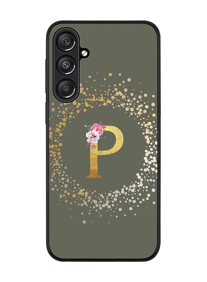 Stylizedd For Samsung Galaxy A16 / A16 5G Case,Slim fit Camera Protection, Shockproof Thin Phone cover - Custom Monogram Floral - P (Olive Green ) - Image 1