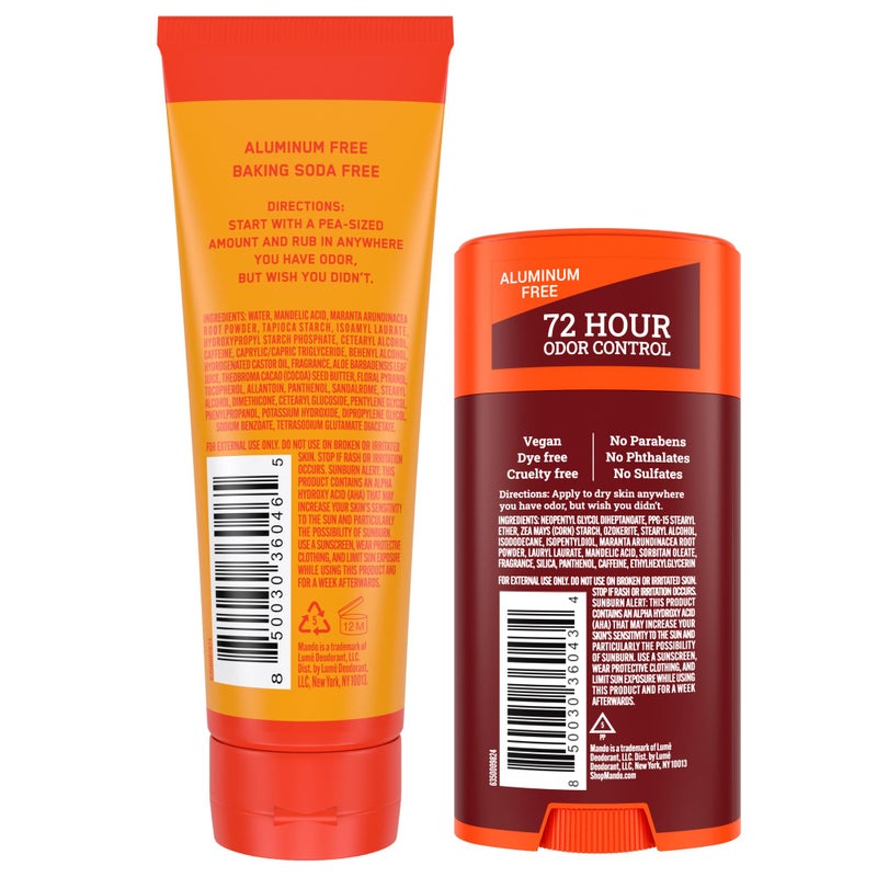 Mando Bourbon Leather Body Deodorant - 72 Hour Odor Control, Aluminum Free, Baking Soda Free - 3.0 Oz Tube and 2.6 Oz Solid Stick - Image 2