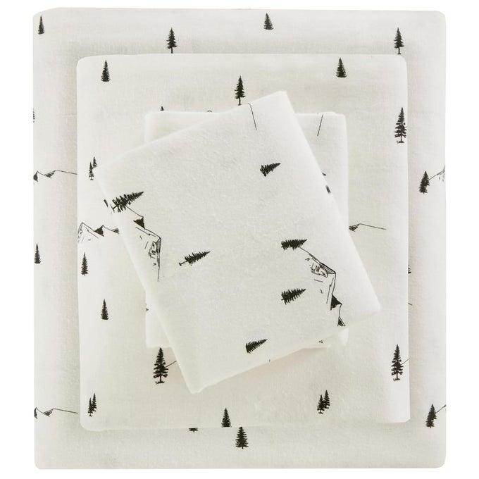 WOOLRICH COTTON SHEET SET COTTAGE CHARMS PRINT 100 COTTON FLANNEL SHEETS WARM FUZZY BEDDING SET QUEEN SIZE SHEETS FITTED POCKET FITS UP TO 14 MATTRESS QUEEN BLACK PINE TREES 4 PIECE