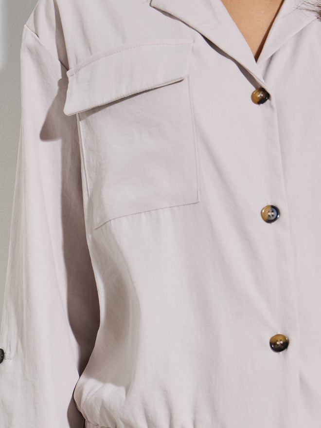 Styli Grey Roll-Up Sleeve Shirt and Joggers Set - Image 4