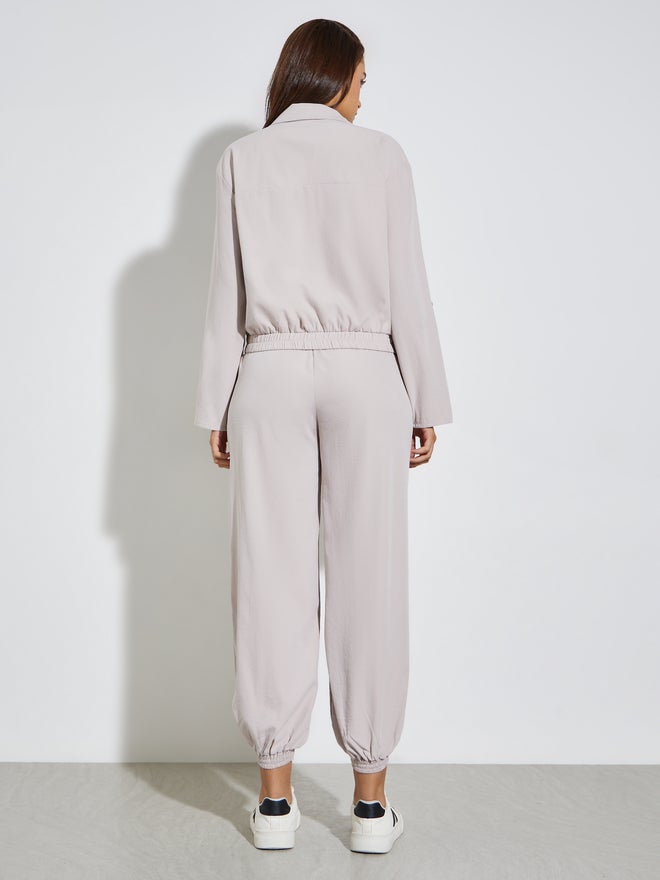 Styli Grey Roll-Up Sleeve Shirt and Joggers Set - Image 5