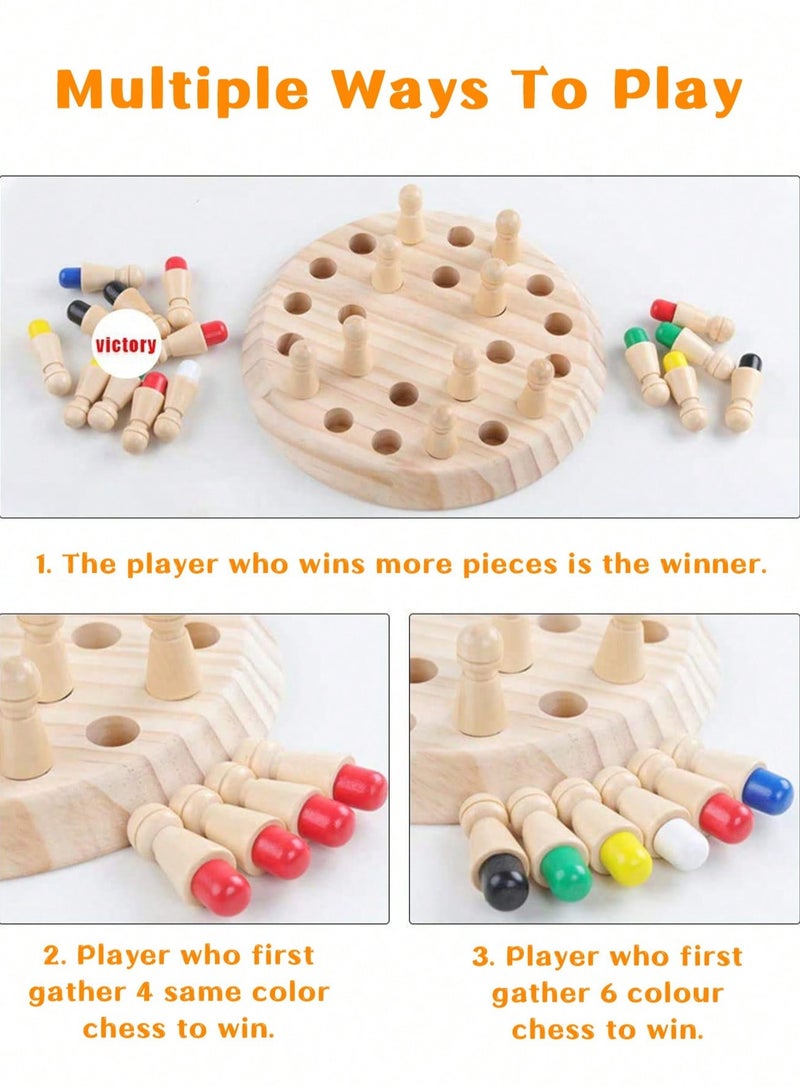 1pc Wooden Memory Chess Game for Kids – Color Matching Mind Challenge – Focus and Logic Development Toy for Ages 3-12 – Montessori Educational Game for Boys & Girls – Perfect for Family Interaction & Christmas Gifts  - Image 5