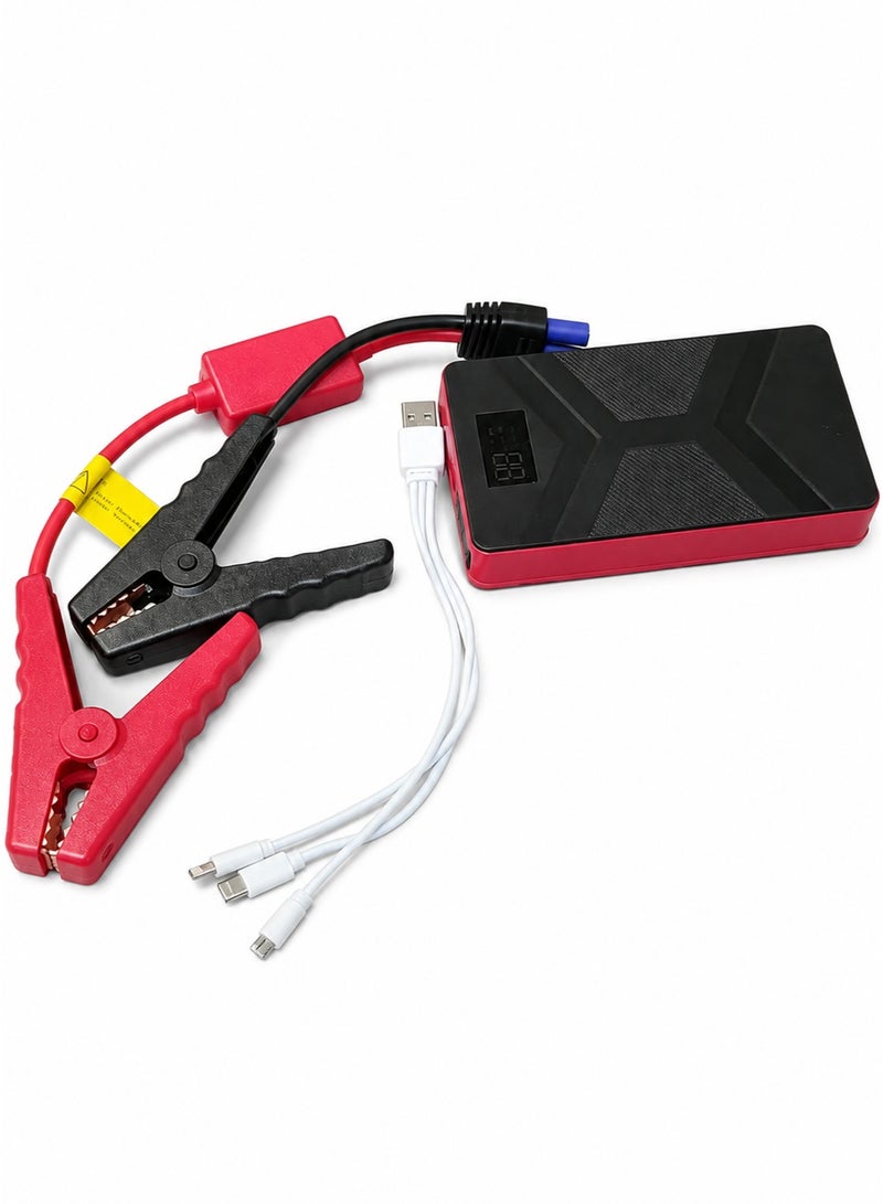 HONTON 12000mAh Car Battery Jump Starter – Portable with Power Bank, LED Display, and Emergency Flashlight – Suitable for Most Cars - Image 1