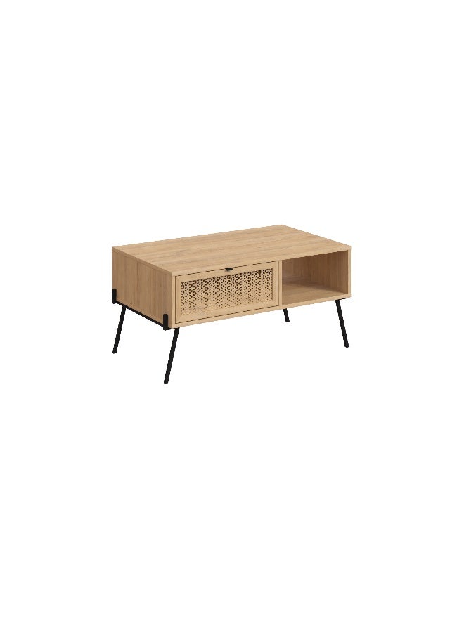 Mourah Home Naive Coffee Table Centre Table for Living Room Office Industrial Sofe Table with Metal Legs Versatile Design| for Small Spaces Living Room| 50x60x103 CM - Oak- 2 Years Warranty - Image 5