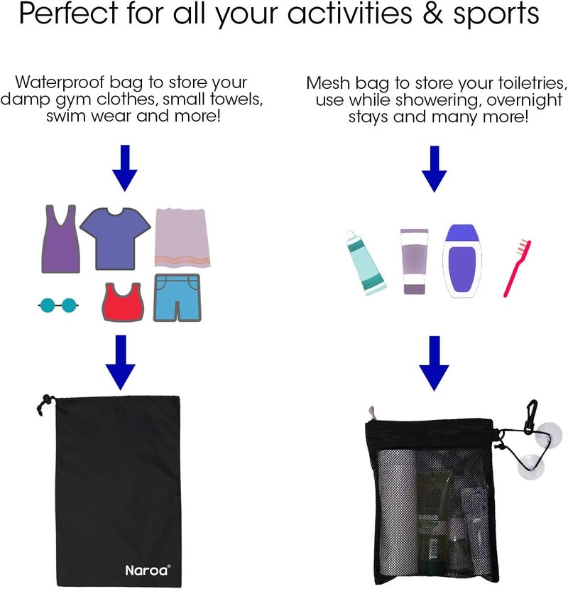 Naroa Waterproof Multifunctional Toiletry Shower Bag for Gym, Travel, Business and Foldable Portable Hanging Bathroom Mesh Caddy with Wet & Dry Storage Suction Hook Tote for Men Women Cross product combo compatible - Image 2
