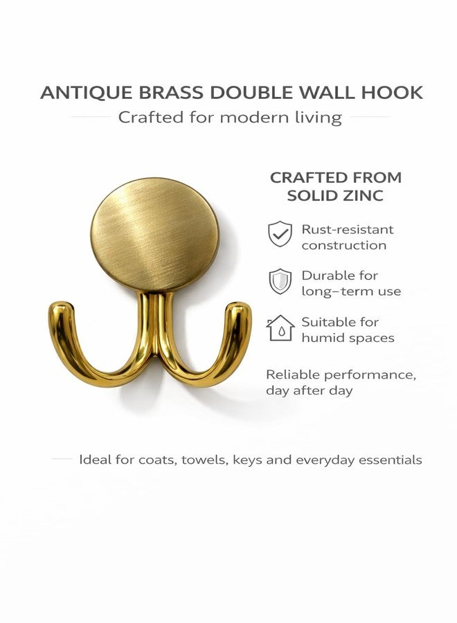 Colornest 1 Pc Metal Hooks for Wall – Heavy Duty Double Wall Hooks for Hanging | Towel, Clothes Hanger for Bathroom, Kitchen & Entryway | Antique Brass - Image 4