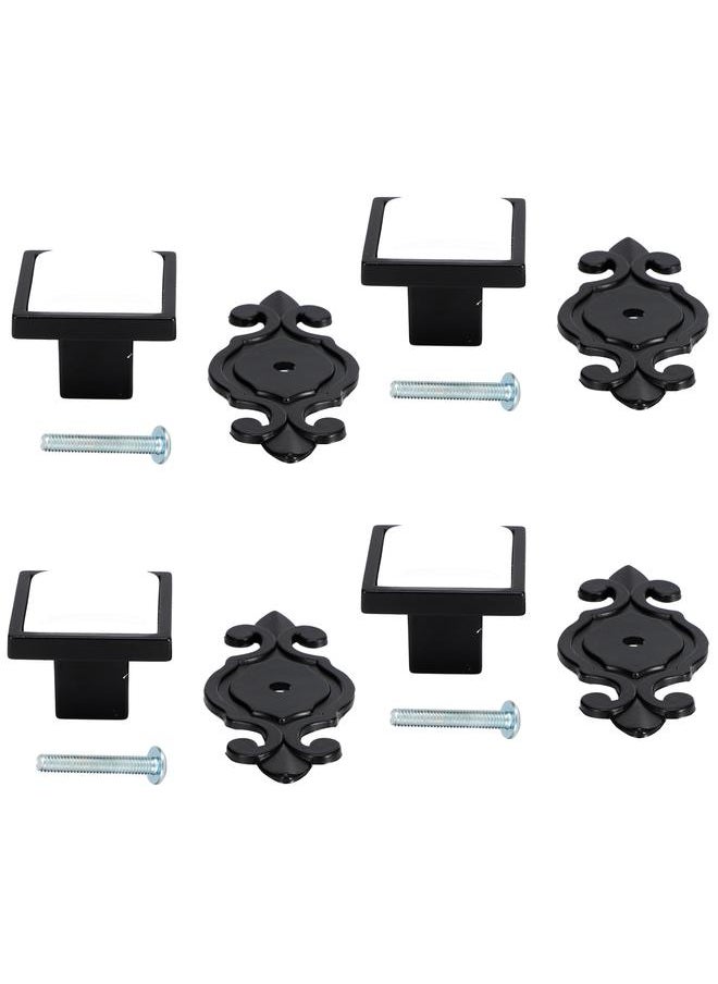 Thoraya 4 Sets Ceramic Zinc Alloy Handle Wardrobe Drawer Pulls Bright Chrome Furniture Hardware(336 Matte Black White )  - Image 1