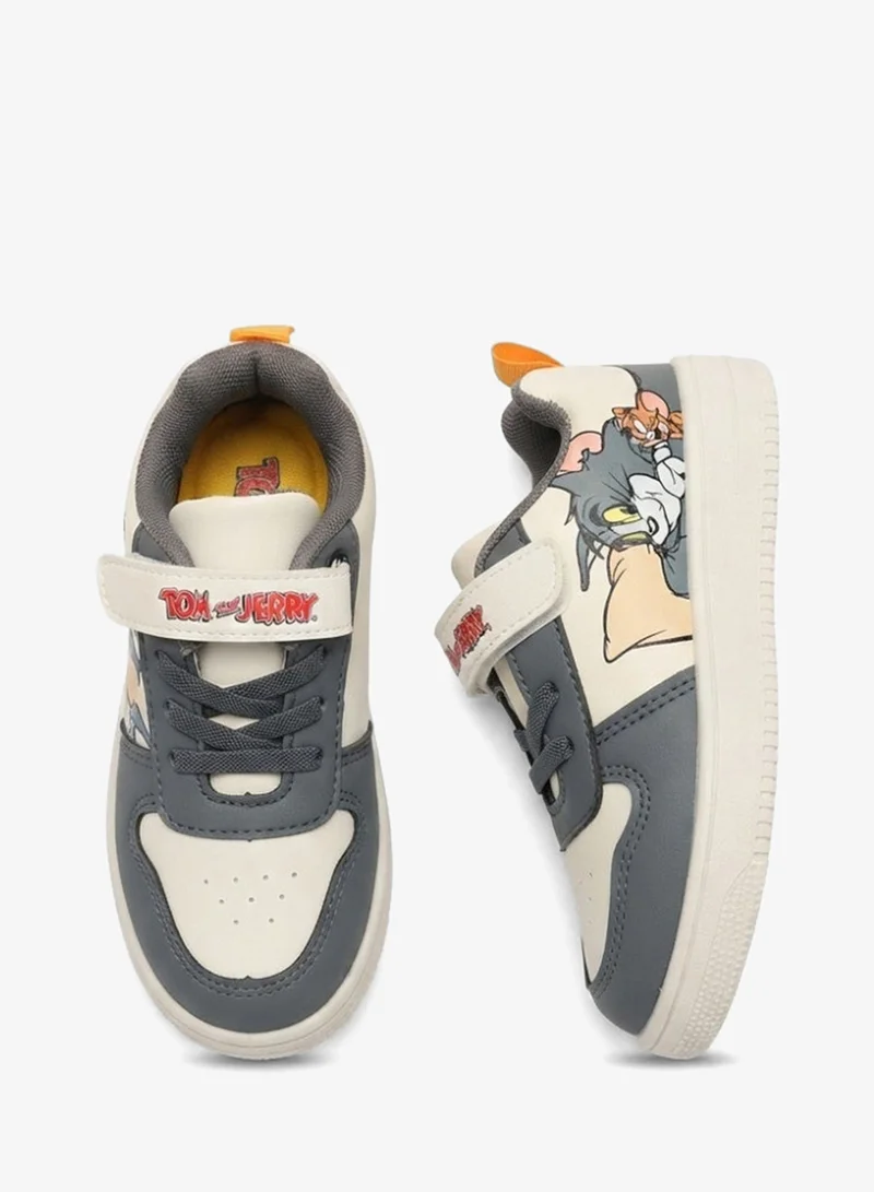 Tom And Jerry Tom & Jerry Boys' Sneakers with Velcro Strap - White/Grey