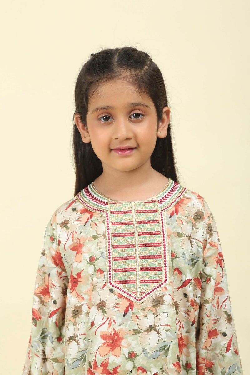 HANA & SARA Everyday Elegance Girls Arabic Jalabiya – Breathable Floral Maxi with Traditional Finish - Image 4