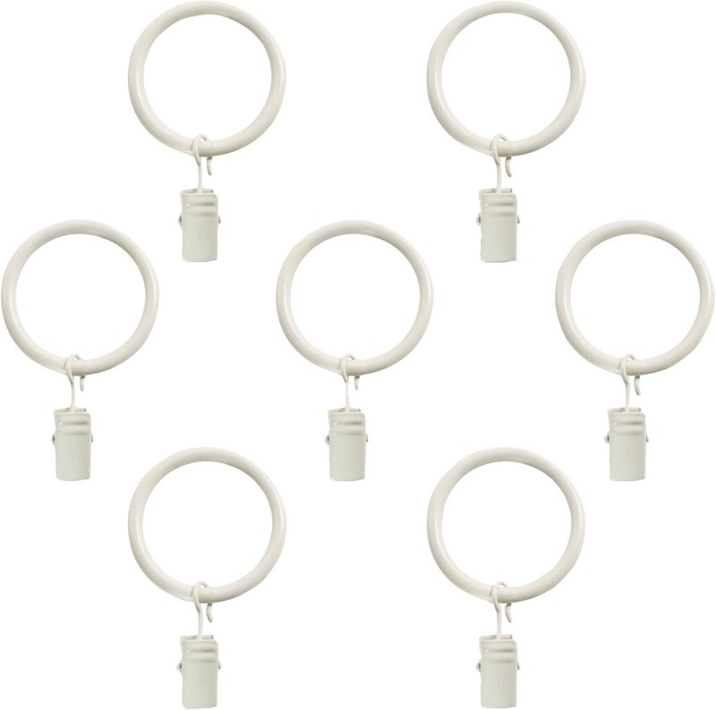 Montevilla 7Pack Window Treatment Clip Rings for 58Inch Drapery Rods Distressed White