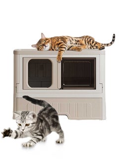 Large Foldable Litter Box with Lid Cat Litter Box Cat Litter Pan Easy to Clean Kitty Litter Box 561-K
