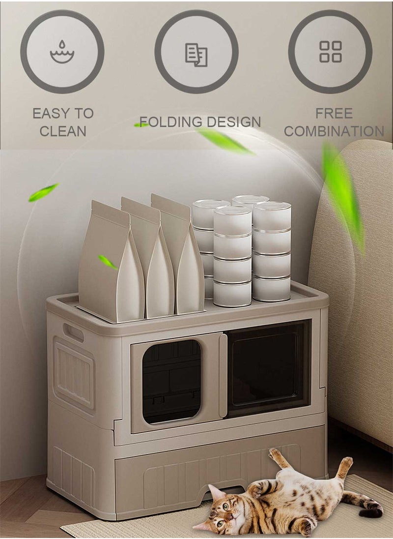 Kidle - Large Foldable Litter Box with Lid Cat Litter Box Cat Litter Pan Easy to Clean Kitty Litter Box 561-K - Image 1