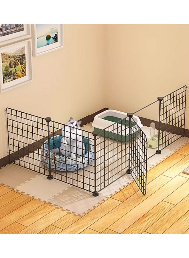 DIY Cat Cage,Metal Wire Dog Crate,Small Animal Pet Playpen with Door, Rabbit Guinea Puppy Kitten Indoor Playpen with Door,Indoor & Outdoor Portable Pet Large Exercise Place,Black - Image 1