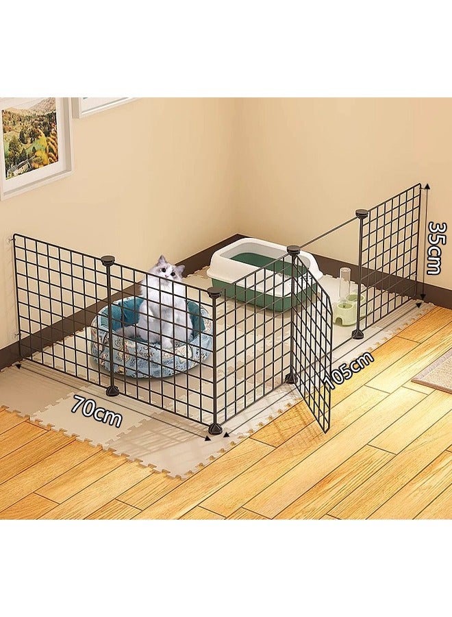 DIY Cat Cage,Metal Wire Dog Crate,Small Animal Pet Playpen with Door, Rabbit Guinea Puppy Kitten Indoor Playpen with Door,Indoor & Outdoor Portable Pet Large Exercise Place,Black - Image 2