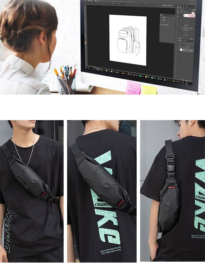 DUNISO Fashionable Sling Bag Crossbody Bag for Men Waterproof Sling Backpack Hiking Daypack Multipurpose Anti-theft Cross Body Chest Bag for Out door Sports  - Image 3