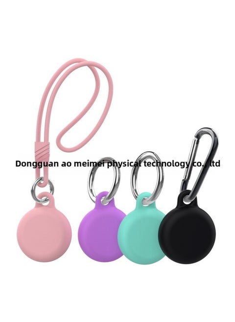 4-piece Set For Apple Airtag Tracker Anti-lost Device Locator All-inclusive Waterproof Keychain Protective Case-Color:Pink + Violet + Mint Green + Black + OPP Bag