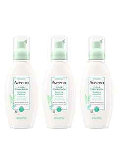 Aveeno Clear Complexion Foaming Oilfree Facial Cleanser With Salicylic Acid Acne Medication For Breakoutprone Skin & Soy Extracts Hypoallergenic & Noncomedogenic 6 Fl Oz Pack Of 3  - Image 1