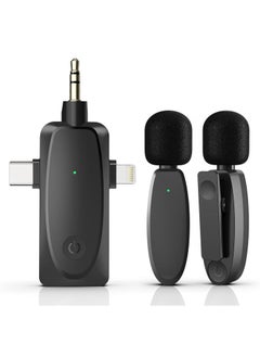 Generic 3-in-1 Wireless Lavalier Microphone for iPhone, Android, Camera and Laptop, 2.4G Ultra-Low Delay Double Mini Microphone Lapel Mic with Noise Reduction for Video Recording, Vlog, YouTube, TikTok  - Image 1