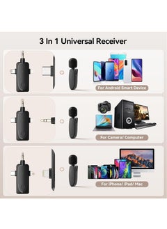 Generic 3-in-1 Wireless Lavalier Microphone for iPhone, Android, Camera and Laptop, 2.4G Ultra-Low Delay Double Mini Microphone Lapel Mic with Noise Reduction for Video Recording, Vlog, YouTube, TikTok  - Image 4