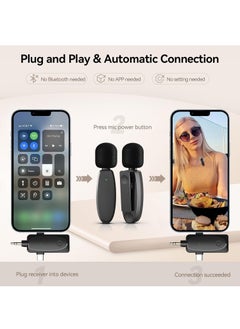 Generic 3-in-1 Wireless Lavalier Microphone for iPhone, Android, Camera and Laptop, 2.4G Ultra-Low Delay Double Mini Microphone Lapel Mic with Noise Reduction for Video Recording, Vlog, YouTube, TikTok  - Image 2