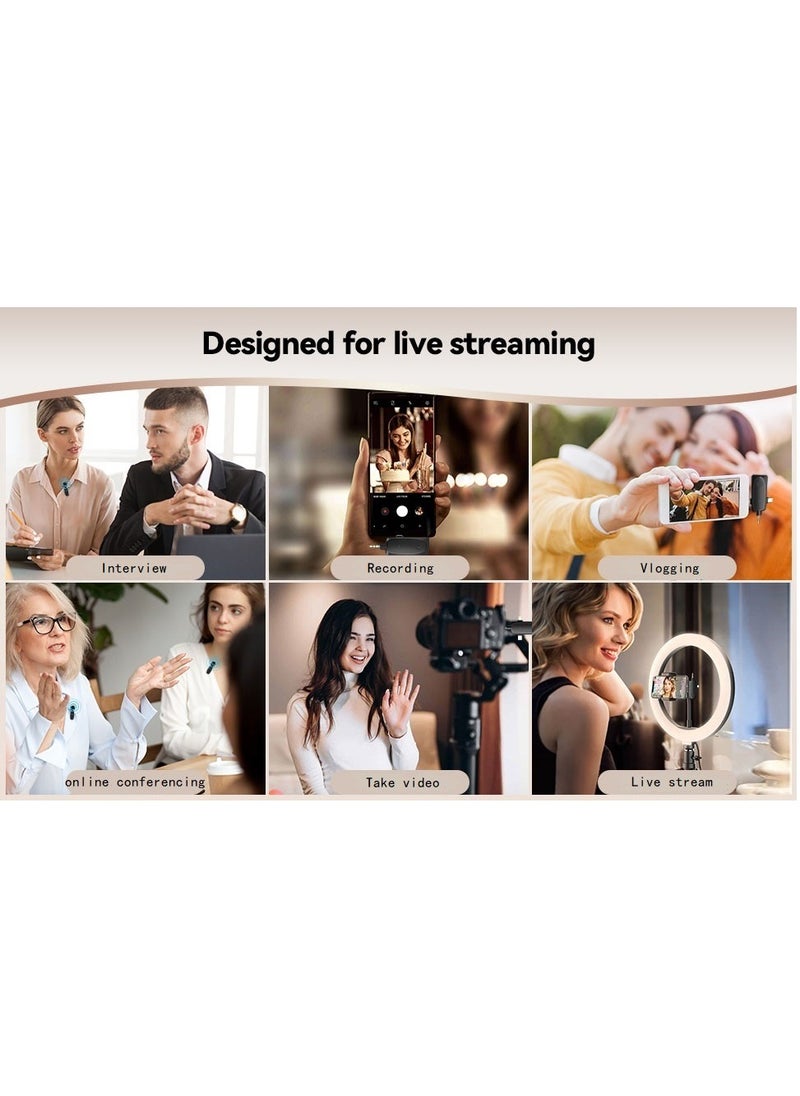 3-in-1 Wireless Lavalier Microphone for iPhone, Android, Camera and Laptop, 2.4G Ultra-Low Delay Double Mini Microphone Lapel Mic with Noise Reduction for Video Recording, Vlog, YouTube, TikTok