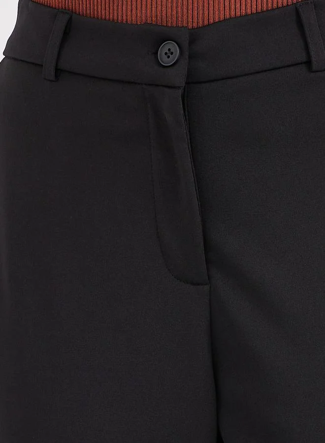 Styli Solid Flat Front Flared Pants