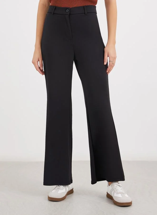 ستايلي Styli Solid Flat Front Flared Pants