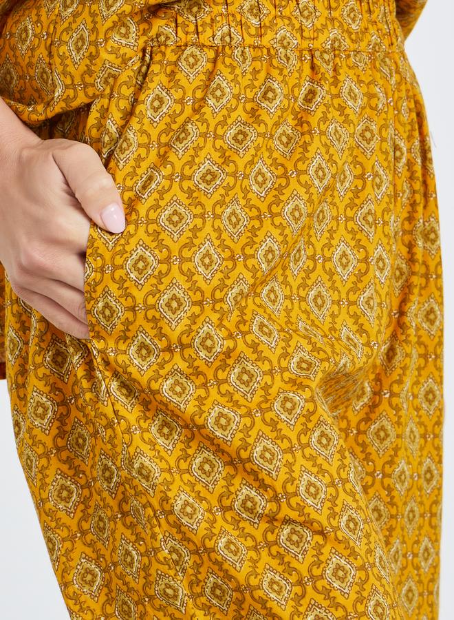 Styli Geo Longline Cotton Shirt and Wide Leg Pyjama Set - Image 5