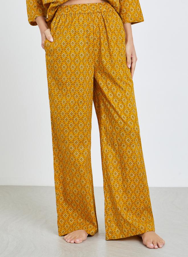 Styli Geo Longline Cotton Shirt and Wide Leg Pyjama Set - Image 4