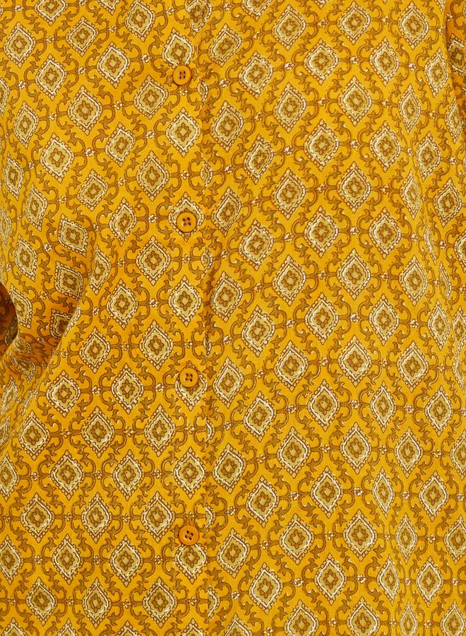 Styli Geo Longline Cotton Shirt and Wide Leg Pyjama Set - Image 3