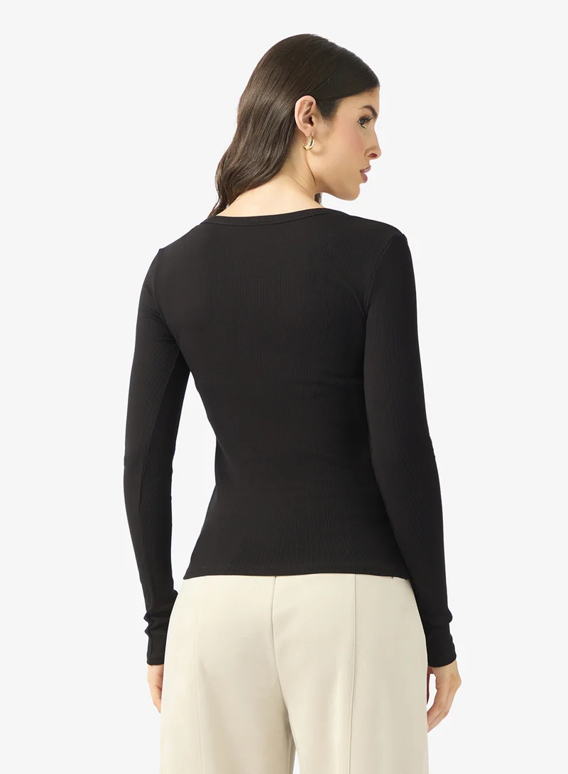 جس Colette Long Sleeve Rib Top