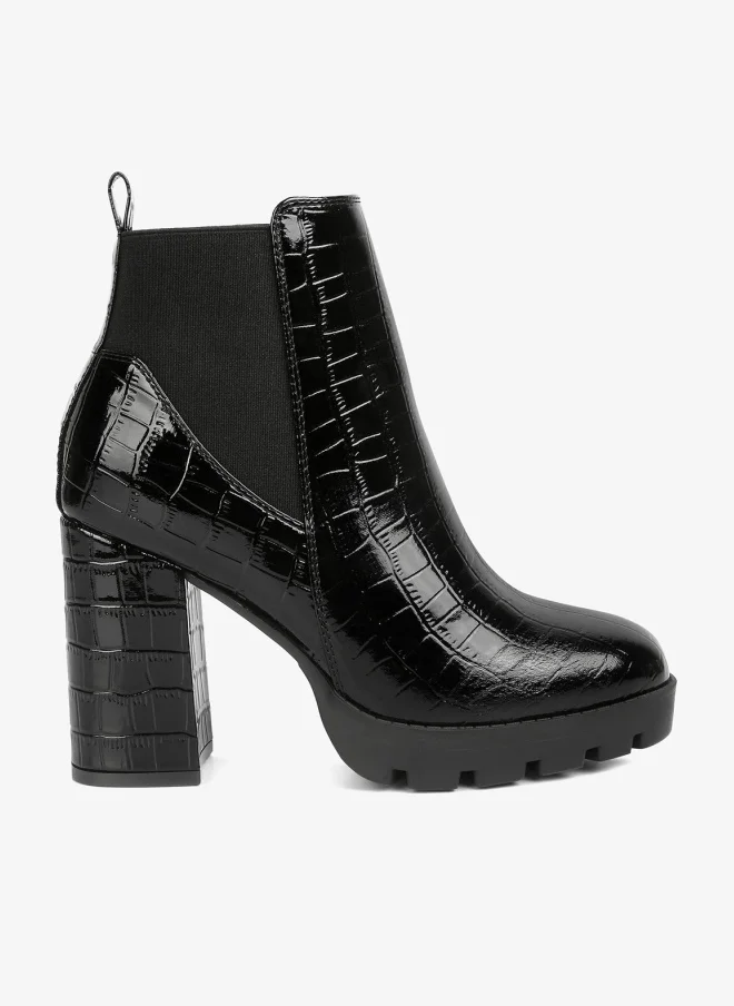 London Rag London Rag Women's Black High Block Heel Faux Leather Boots