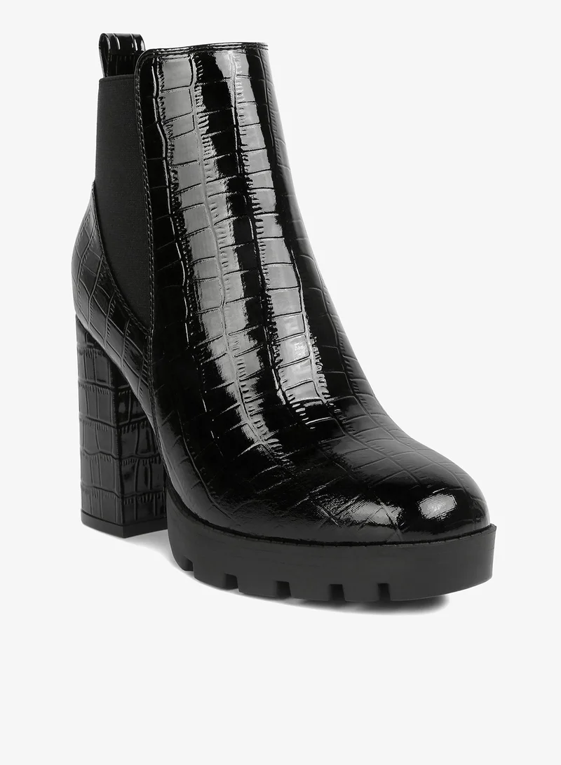 London Rag London Rag Women's Black High Block Heel Faux Leather Boots
