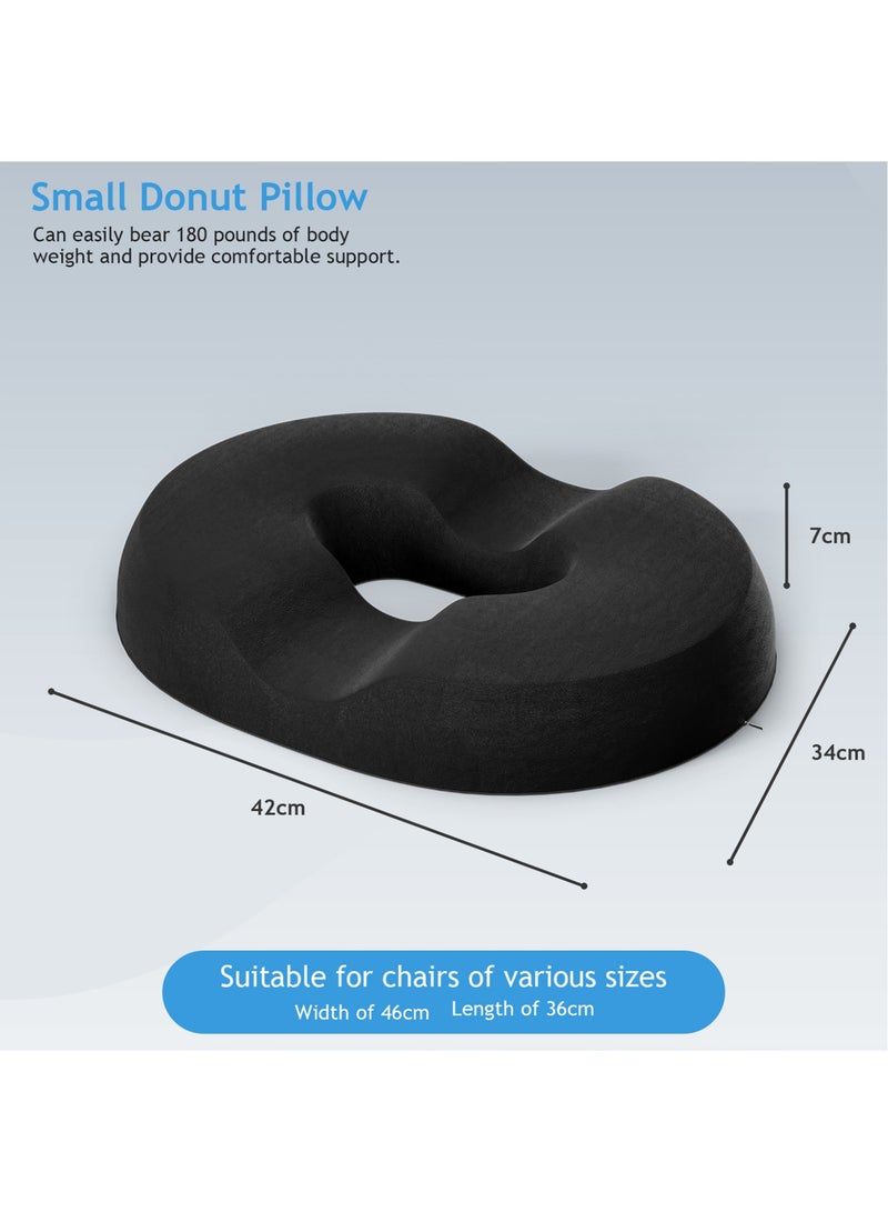 LEFAFA Donut Pillow Seat Cushion, for Tailbone Pain Relief and Hemorrhoids, Memory Foam Coccyx Cushion for Postpartum Pregnancy, Seat Cushions for Men and Women for Home Office(Black) - Image 4