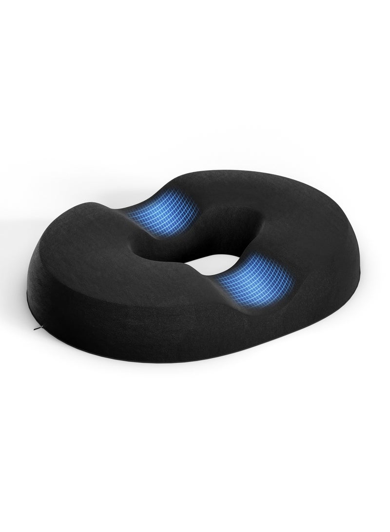 LEFAFA Donut Pillow Seat Cushion, for Tailbone Pain Relief and Hemorrhoids, Memory Foam Coccyx Cushion for Postpartum Pregnancy, Seat Cushions for Men and Women for Home Office(Black) - Image 1