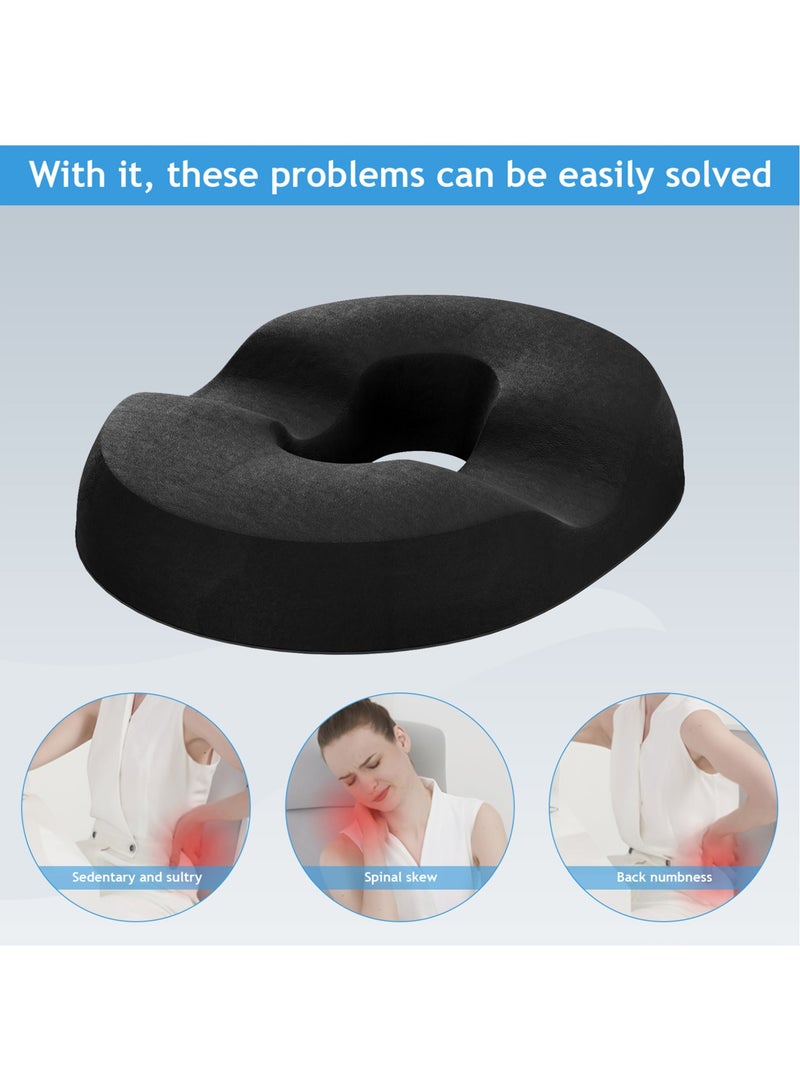 LEFAFA Donut Pillow Seat Cushion, for Tailbone Pain Relief and Hemorrhoids, Memory Foam Coccyx Cushion for Postpartum Pregnancy, Seat Cushions for Men and Women for Home Office(Black) - Image 5