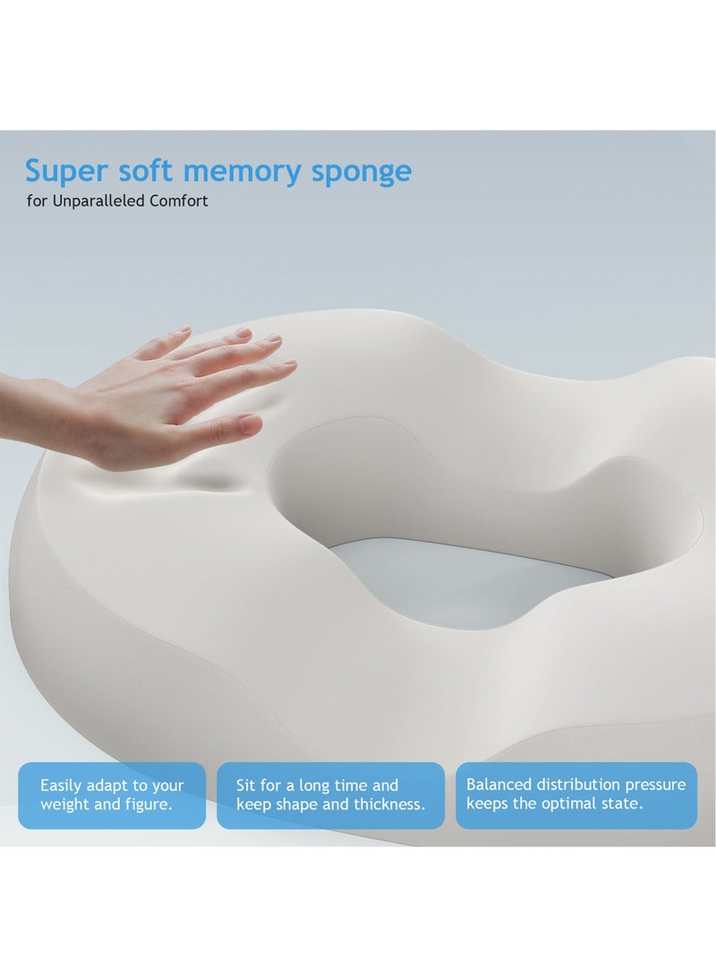 LEFAFA Donut Pillow Seat Cushion, for Tailbone Pain Relief and Hemorrhoids, Memory Foam Coccyx Cushion for Postpartum Pregnancy, Seat Cushions for Men and Women for Home Office(Black) - Image 2